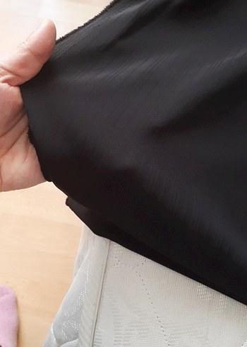 Düz Siyah hafif çizgili kumaş - Görsel 2