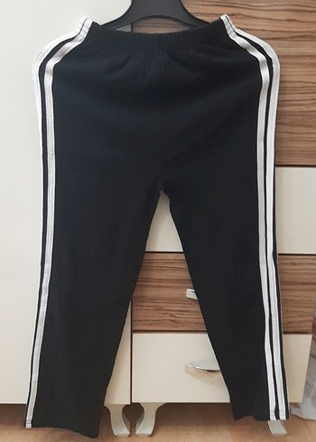 Siyah Düz Desenli çizgili Eşofman - Görsel 3