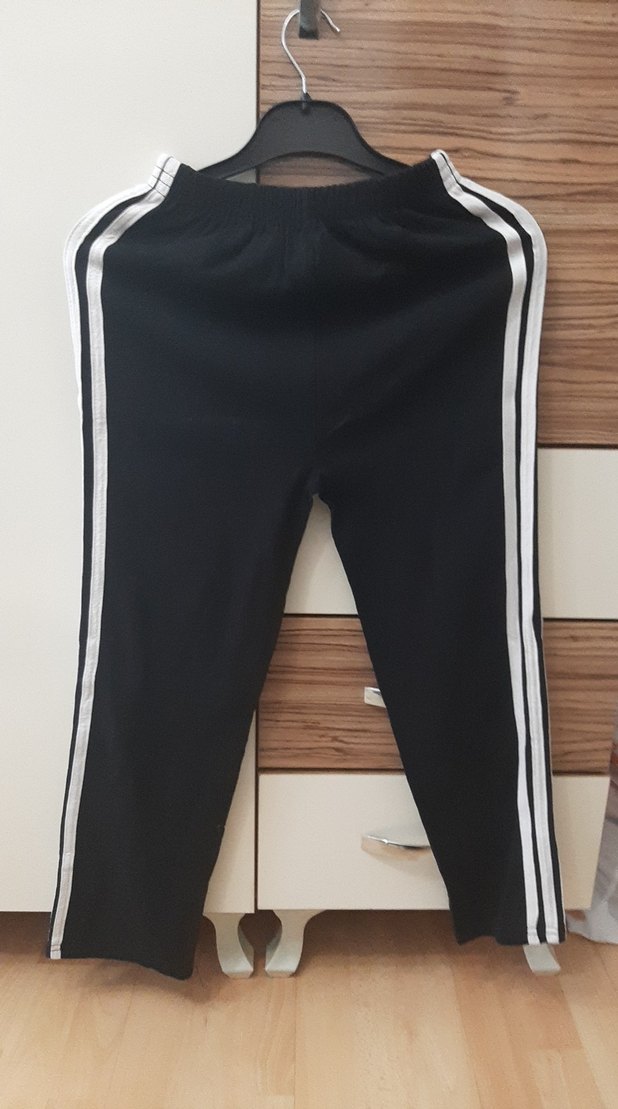 Siyah Düz Desenli çizgili Eşofman - Görsel 3