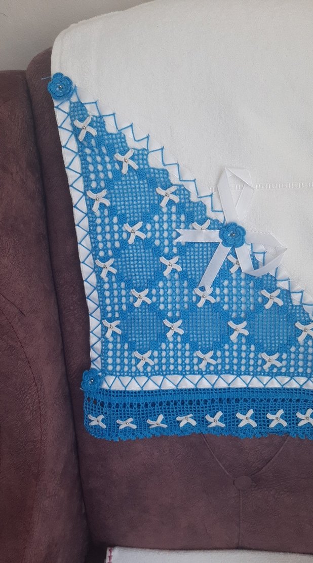 Nakışlı Pastel Beyaz havlular - Görsel 2