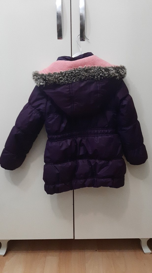 Kız Çocuk Mor Kürklü Mont - Görsel 3