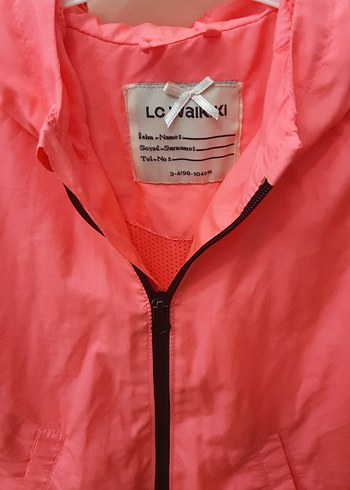 Kız Çocuk Pembe Fermuarlı Yağmurluk - Görsel 2