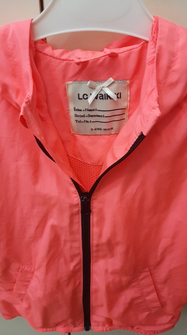 Kız Çocuk Pembe Fermuarlı Yağmurluk - Görsel 2