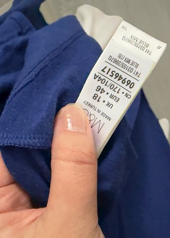 xxl Beden Kadın Mavi Uzun Kollu Pamuklu Basic Tişört