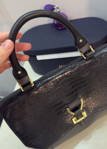 Klasik Siyah Yılan Derisi Desenli Deri Çanta - Görsel 2