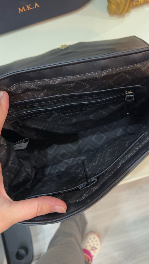 Klasik Siyah Yılan Derisi Desenli Deri Çanta - Görsel 3