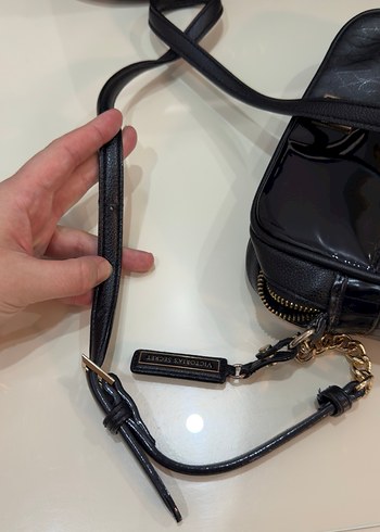 Kadın Siyah Deri Yılan Desenli Omuz Çantası - Görsel 5