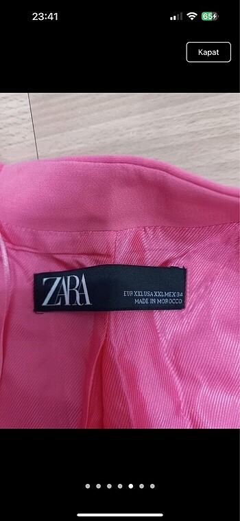 xxl Beden pembe Renk Zara ceket