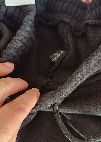 Siyah Rahat Kesim Kadın Eşofman Altı içi polar - Görsel 4