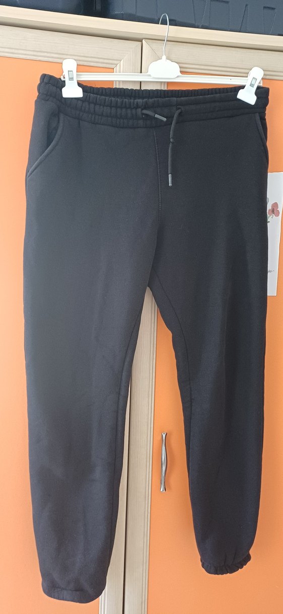 Siyah Rahat Kesim Kadın Eşofman Altı içi polar - Görsel 3