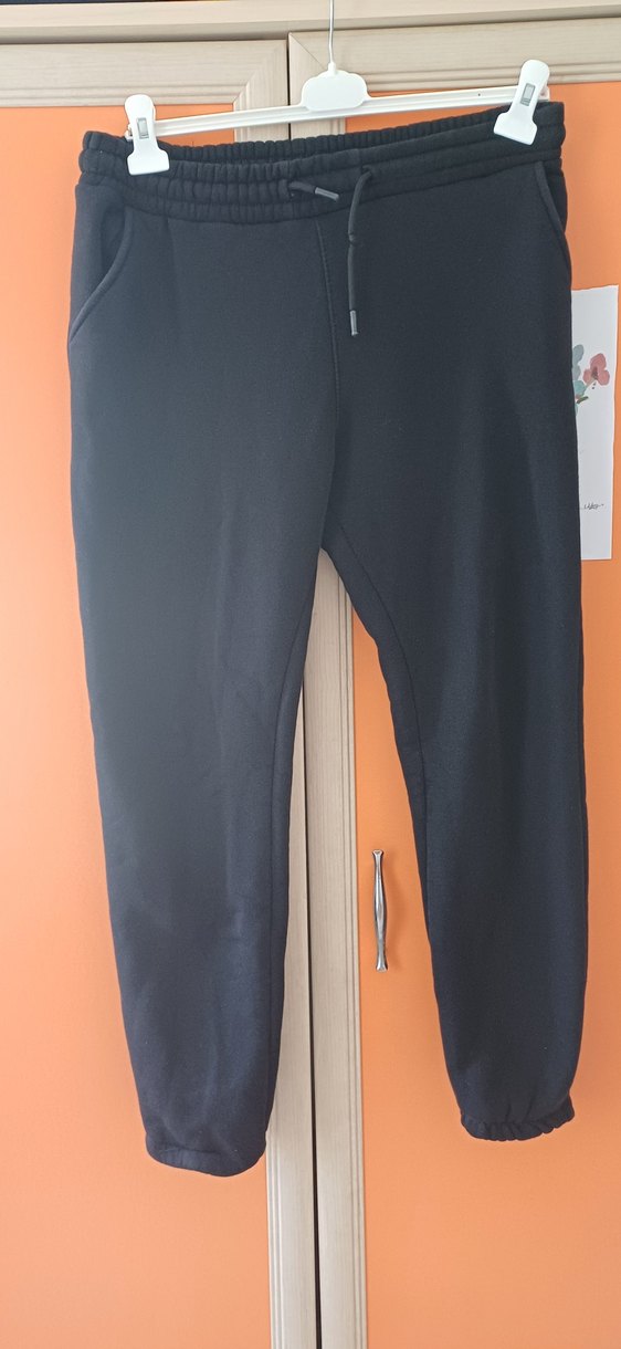 Siyah Rahat Kesim Kadın Eşofman Altı içi polar - Görsel 2