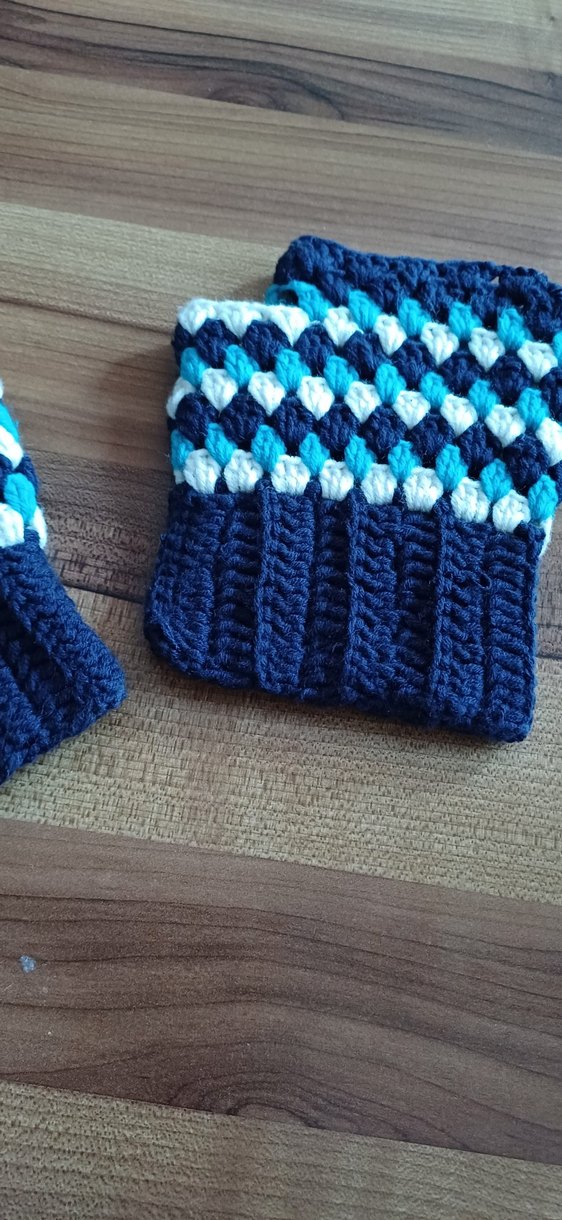 Renkli Bohem Örgü Kadın Eldiveni - Görsel 3