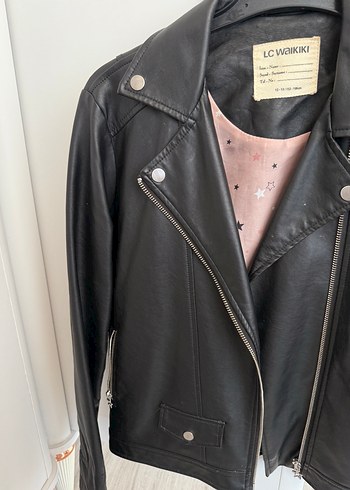 12-13 Yaş Beden siyah Renk Siyah çoçuk Deri Biker Ceket