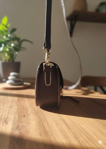 Kahverengi Nakışlı Bohem Kadın Deri Çanta - Görsel 3