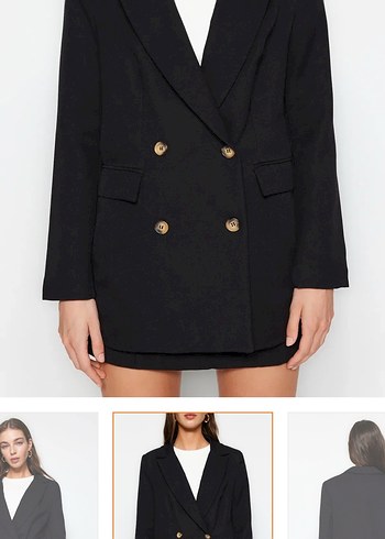 Trendyol & Milla Siyah Düğmeli Kadın Midi Blazer