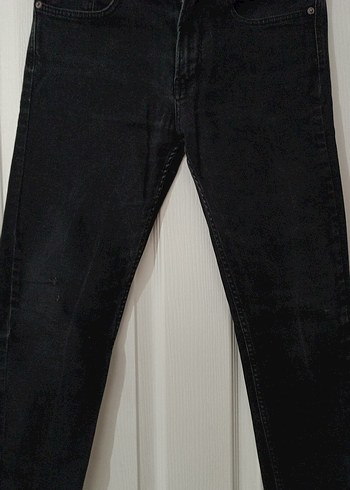31 Beden siyah Renk Erkek Siyah Kemerli Regular Fit Denim Pantolon