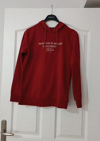 Bordo Kapüşonlu Kadın Sweatshirt