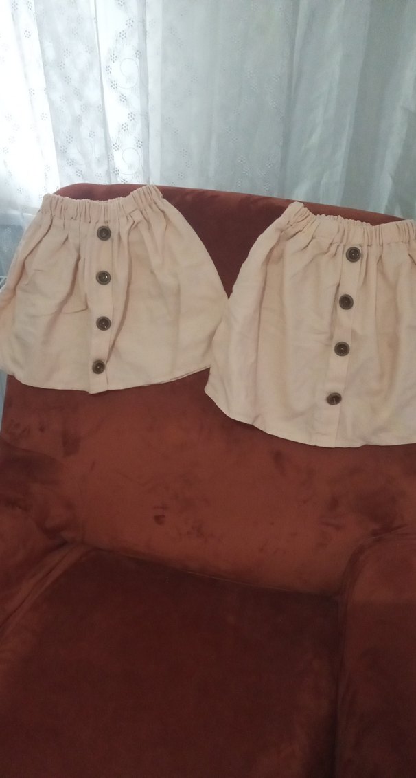 Düğmeli Bej Keten Kız Çocuk Etek - Görsel 2