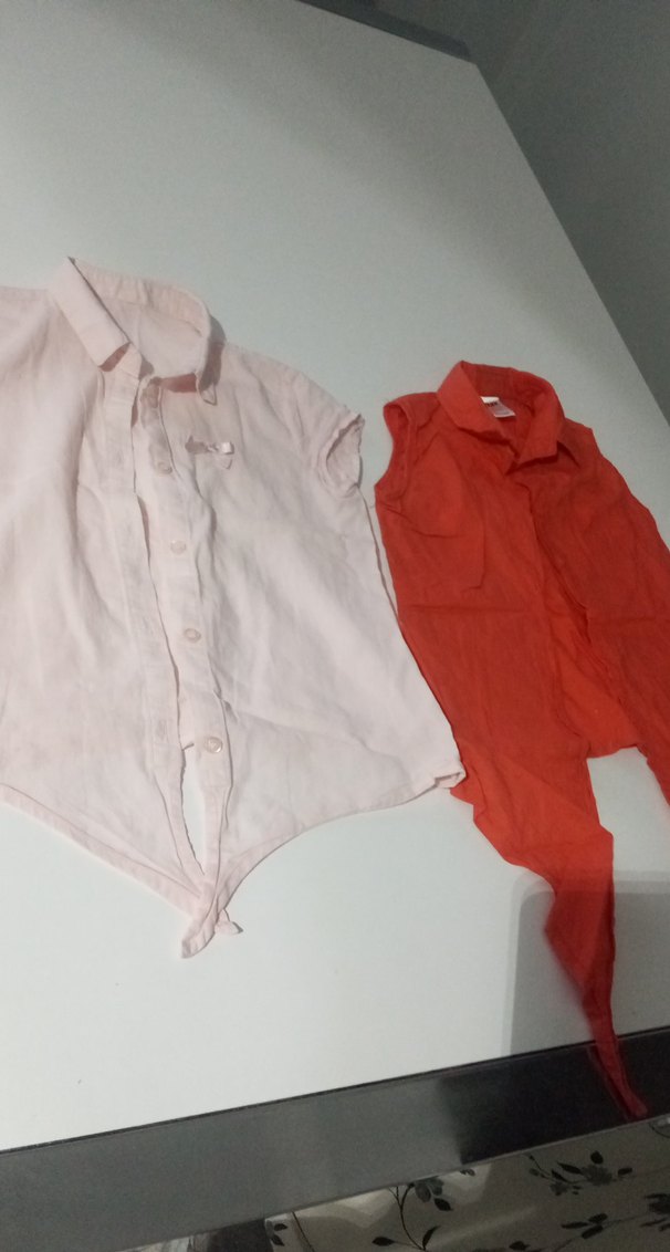 Kırmızı Mini Keten Kadın Bluz - Görsel 2