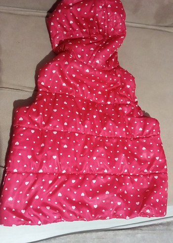 Kız Çocuk Kapüşonlu Pembe Desenli Yelek - Görsel 4