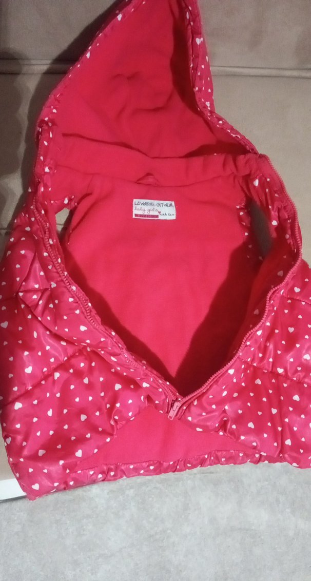 Kız Çocuk Kapüşonlu Pembe Desenli Yelek - Görsel 3