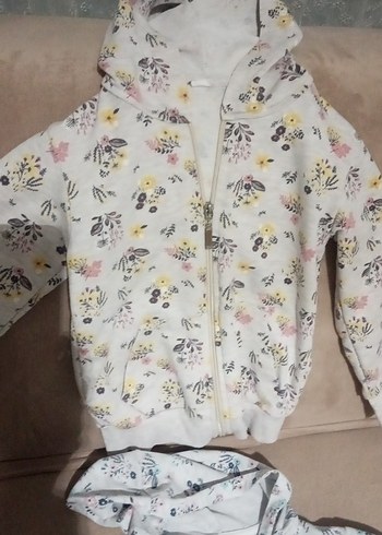 Kız Çocuk Kapüşonlu Desenli Fermuarlı Sweatshirt - Görsel 2