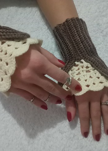 Vintage Bohem Örgü Kadın Eldiveni - Görsel 2