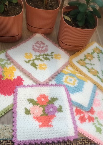 Çiçek Desenli Örgü Lif - Görsel 3