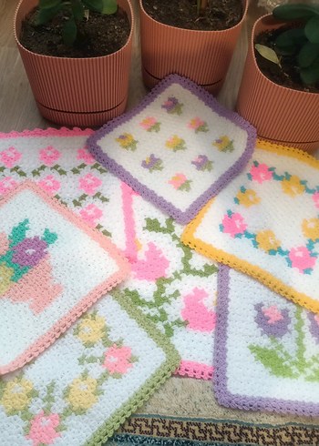 Çiçek Desenli Örgü Lif - Görsel 2