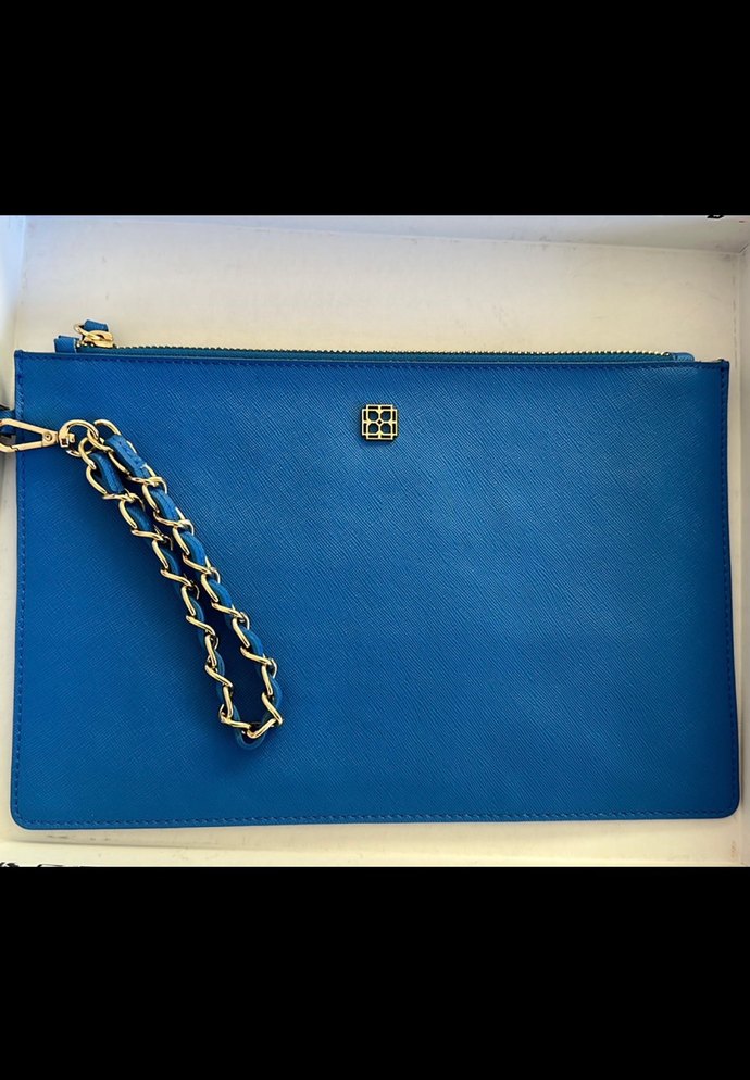 Mavi Zincir Detaylı Minimalist clutch - Görsel 2