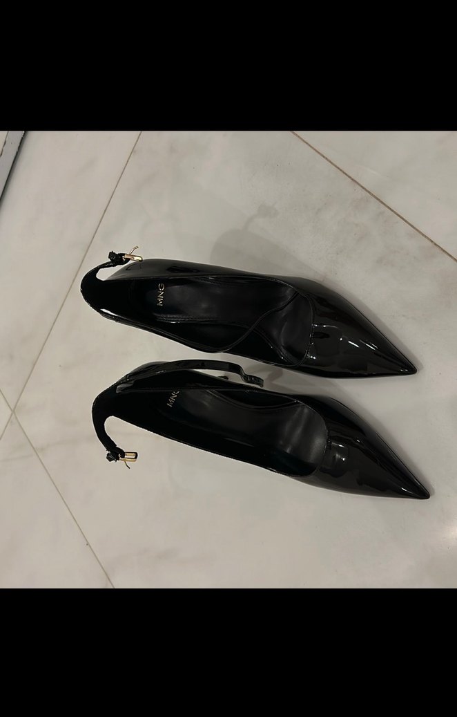 Siyah Yılan Desenli Tokalı Stiletto - Görsel 3