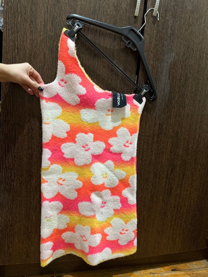 Kolsuz Mini Triko Elbise Tie-Dye Desen - Görsel 2