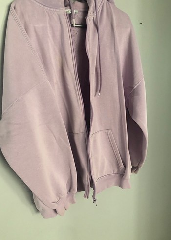 m Beden Mor Pastel Renkli Fermuarlı Sweatshirt