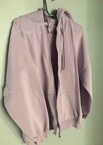 Mor Pastel Renkli Fermuarlı Sweatshirt