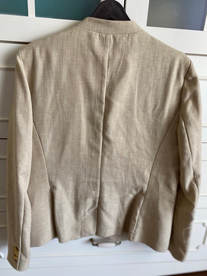 Bej Keten Kadın Blazer Ceket - Görsel 2