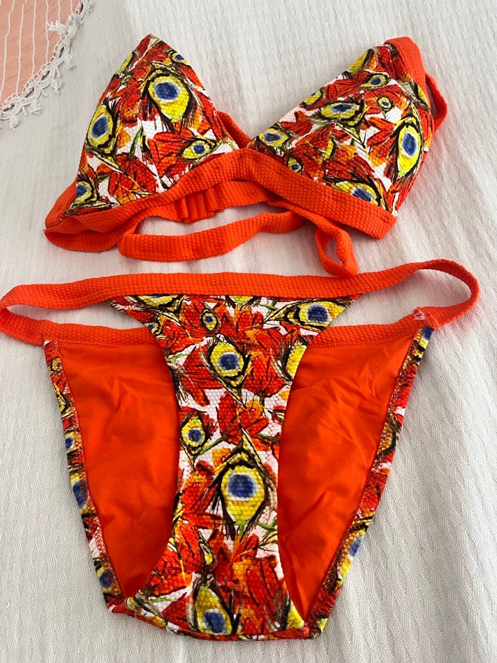 Parlak Turuncu Mini Bikini takımı - Görsel 3