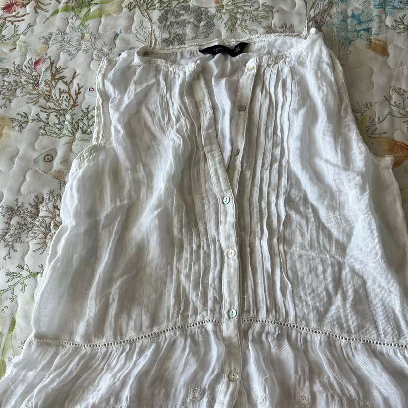 Beyaz Nakışlı Bohem Keten Bluz - Görsel 3