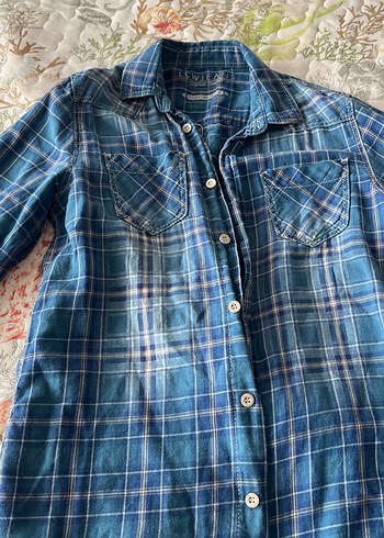 LC Waikiki Erkek Mavi Kareli Denim Gömlek