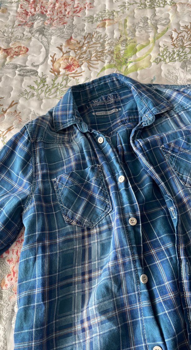 Erkek Mavi Kareli Denim Gömlek - Görsel 3