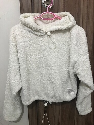 beyaz peluş sweatshirt