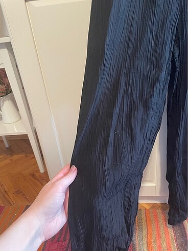 xs Beden siyah Renk Stradivarius Siyah Buruşuk Görünümlü Culotte Pantolon