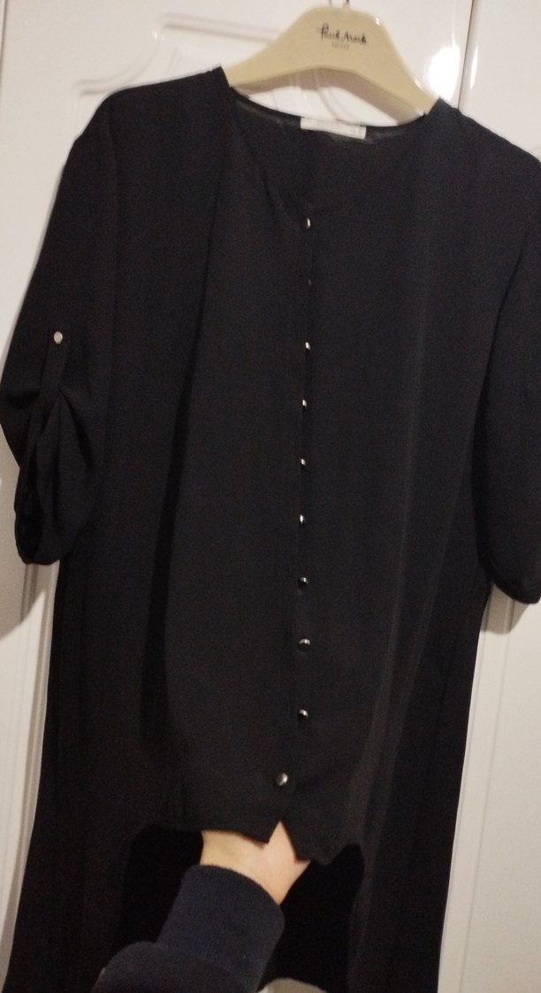 Siyah Düğmeli Uzun Kollu Kadın Tunik - Görsel 2