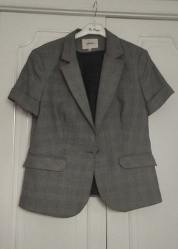 Gri Kısa Kollu Kadın Blazer Ceket