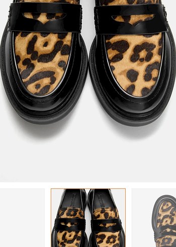 37 Beden Kahverengi Leopar Desenli Platform Topuklu Kadın Loafer