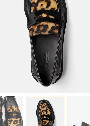 Kahverengi Leopar Desenli Platform Topuklu Kadın Loafer