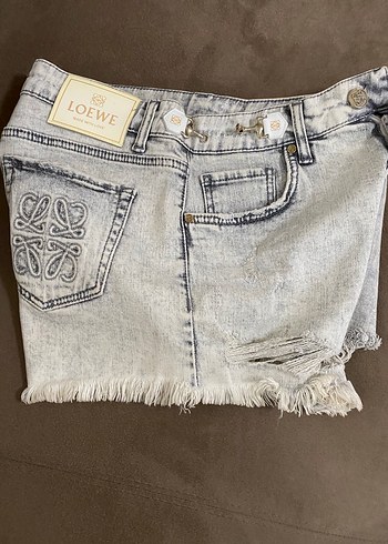 Kadın Gri Denim Mini Şort orijinal - Görsel 11