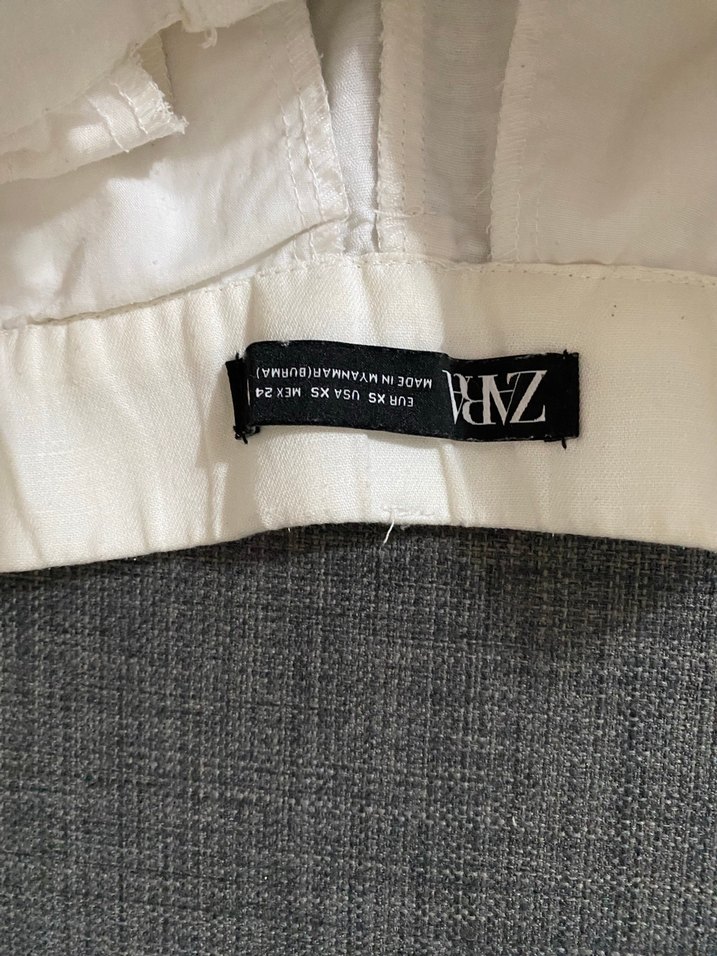 Beyaz Hamile Keten Mini Şort - Görsel 2