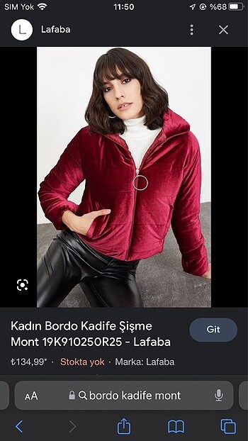 Bordo kadife mont