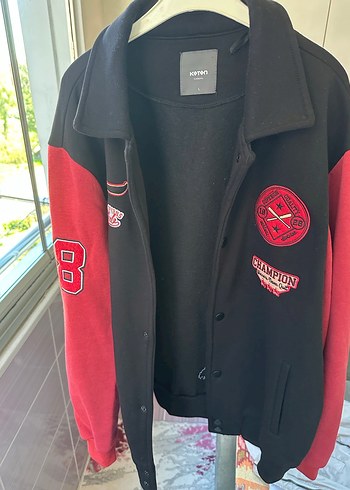 Koton Düğmeli Kırmızı Siyah Oversize Streetwear Ceket