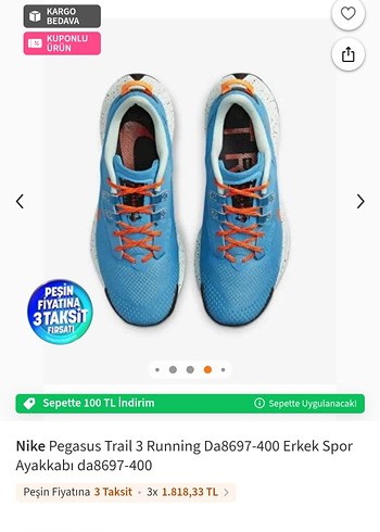 Nike Pegasus Trail 3 Erkek Spor Ayakkabı - Mavi - Görsel 5